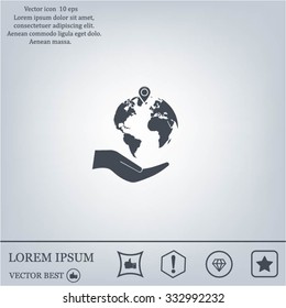 Earth insurance web icon. vector design