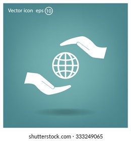Earth insurance web icon. vector design