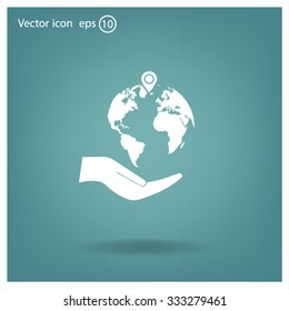 Earth insurance web icon. vector design