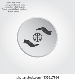 Earth insurance web icon. vector design