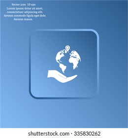 Earth insurance web icon. vector design