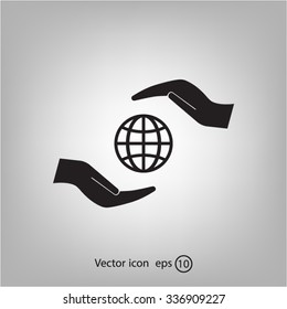 Earth insurance web icon. vector design
