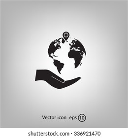 Earth insurance web icon. vector design