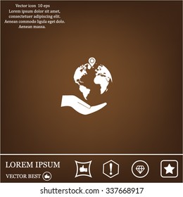 Earth insurance web icon. vector design