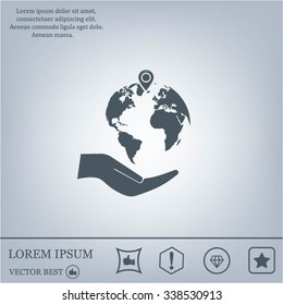 Earth insurance web icon. vector design