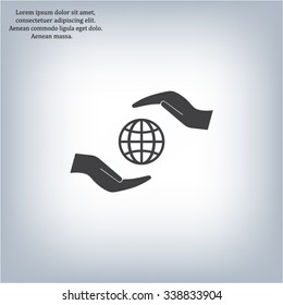 Earth insurance web icon. vector design