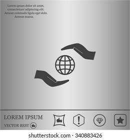 Earth insurance web icon. vector design