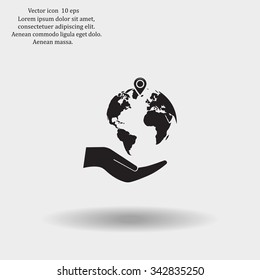 Earth insurance web icon. vector design