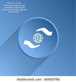 Earth insurance web icon. vector design