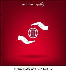 Earth insurance web icon. vector design