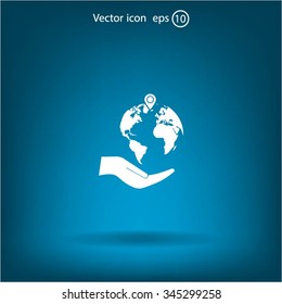 Earth insurance web icon. vector design