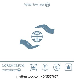 Earth insurance web icon. vector design