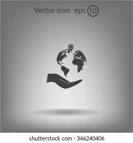 Earth insurance web icon. vector design
