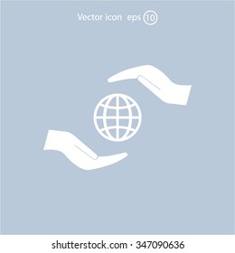 Earth insurance web icon. vector design