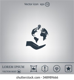 Earth insurance web icon. vector design