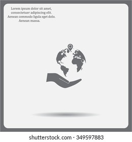 Earth insurance web icon. vector design