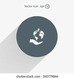 Earth insurance web icon. vector design