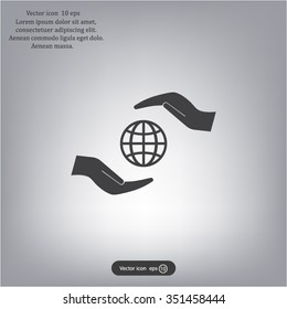 Earth insurance web icon. vector design