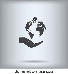 Earth insurance web icon. vector design
