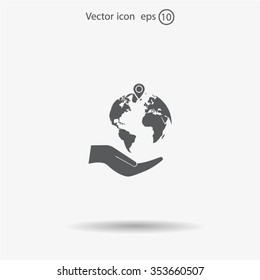 Earth insurance web icon. vector design
