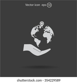 Earth insurance web icon. vector design