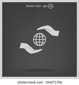 Earth insurance web icon. vector design