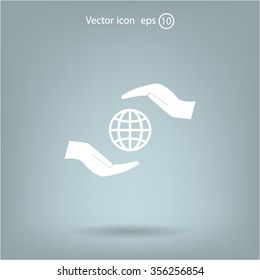 Earth insurance web icon. vector design