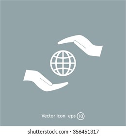 Earth insurance web icon. vector design