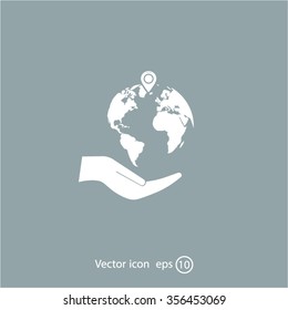 Earth insurance web icon. vector design