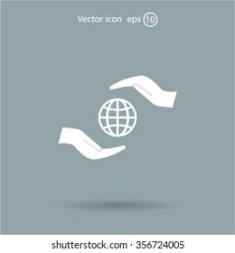Earth insurance web icon. vector design