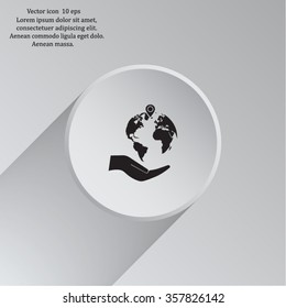Earth insurance web icon. vector design