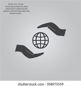 Earth insurance web icon. vector design