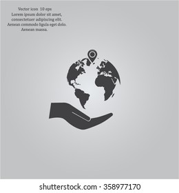 Earth insurance web icon. vector design