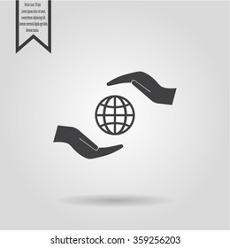 Earth insurance web icon. vector design