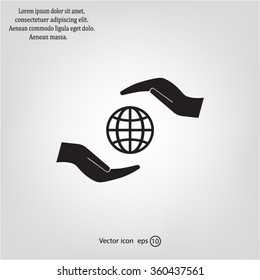 Earth insurance web icon. vector design