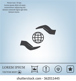 Earth insurance web icon. vector design