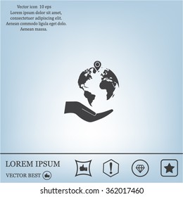 Earth insurance web icon. vector design