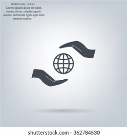 Earth insurance web icon. vector design