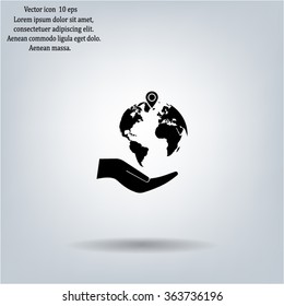 Earth insurance web icon. vector design