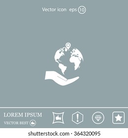 Earth insurance web icon. vector design
