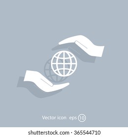 Earth insurance web icon. vector design