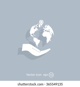 Earth insurance web icon. vector design