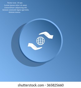 Earth insurance web icon. vector design