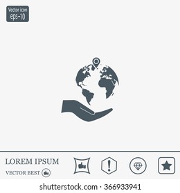 Earth insurance web icon. vector design