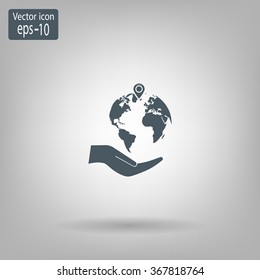 Earth insurance web icon. vector design