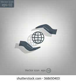 Earth insurance web icon. vector design