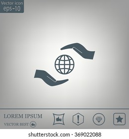 Earth insurance web icon. vector design