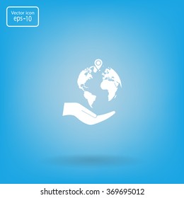 Earth insurance web icon. vector design