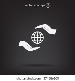 Earth insurance web icon. vector design