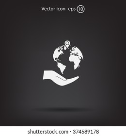 Earth insurance web icon. vector design
